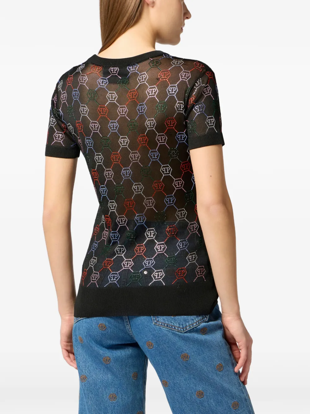 Philipp Plein Gebreid T-shirt met monogram Zwart