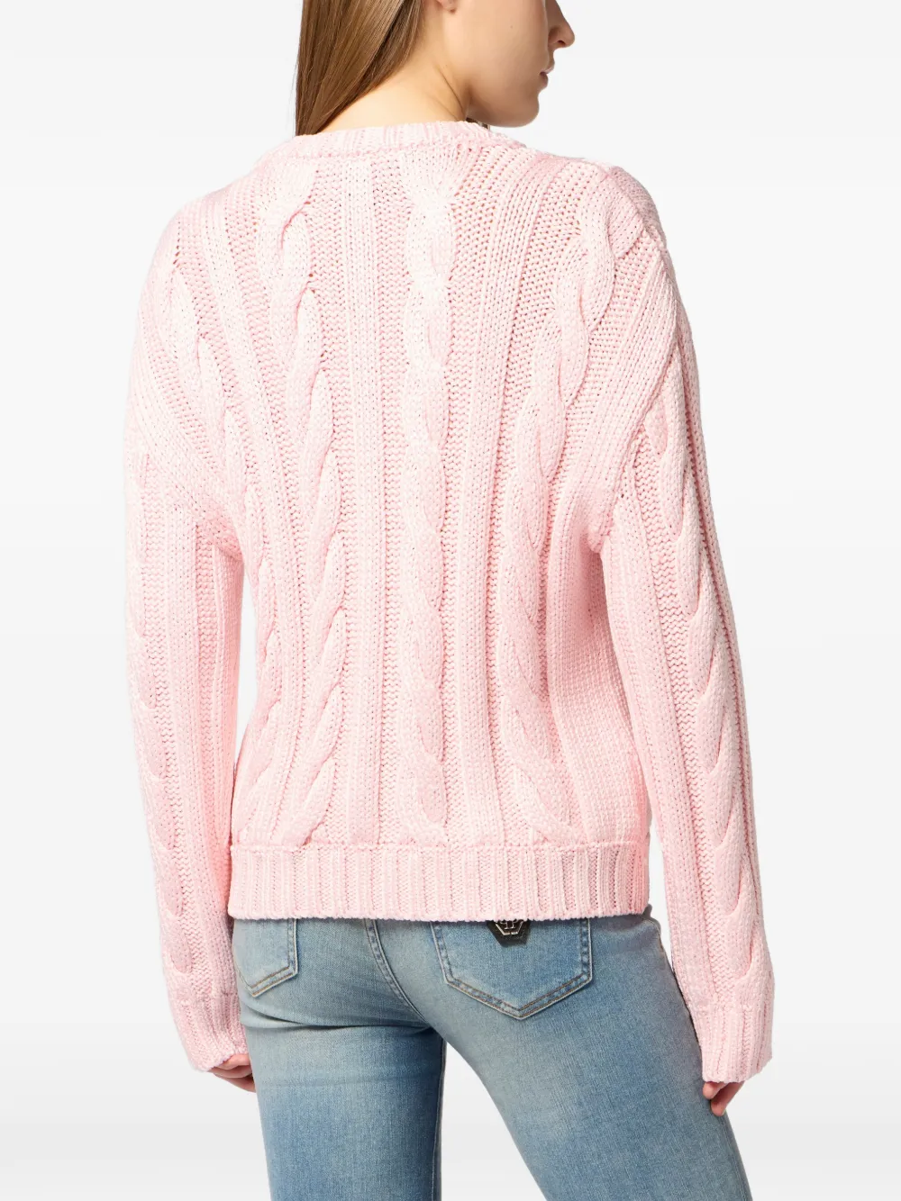 Philipp Plein Trui met ronde hals en geborduurde zon Roze