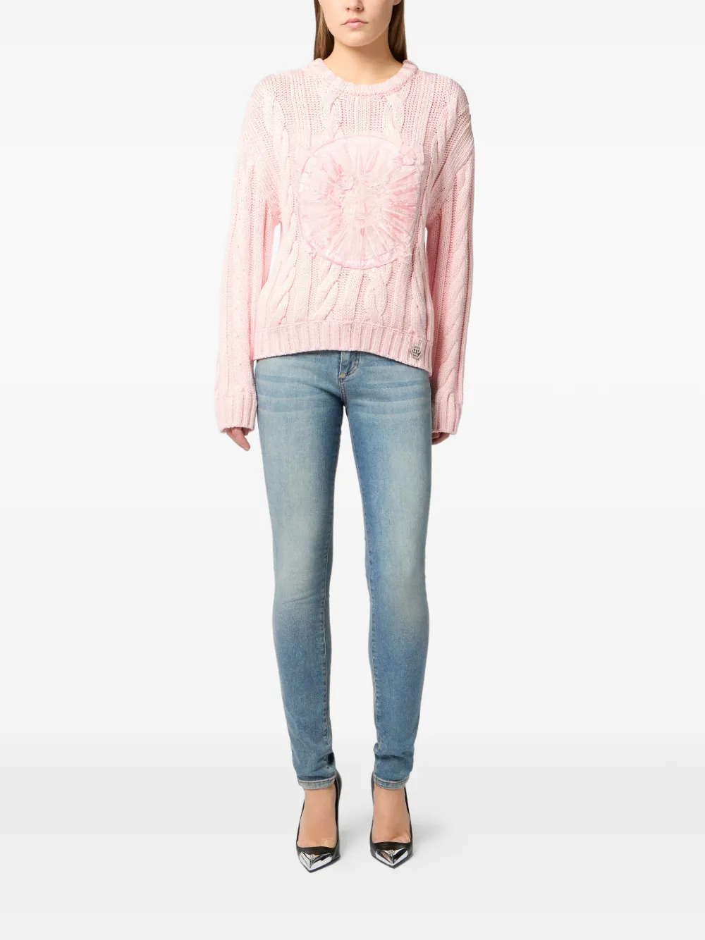  Philipp Plein Round-neck Sun-embroidered Sweater - Pink 