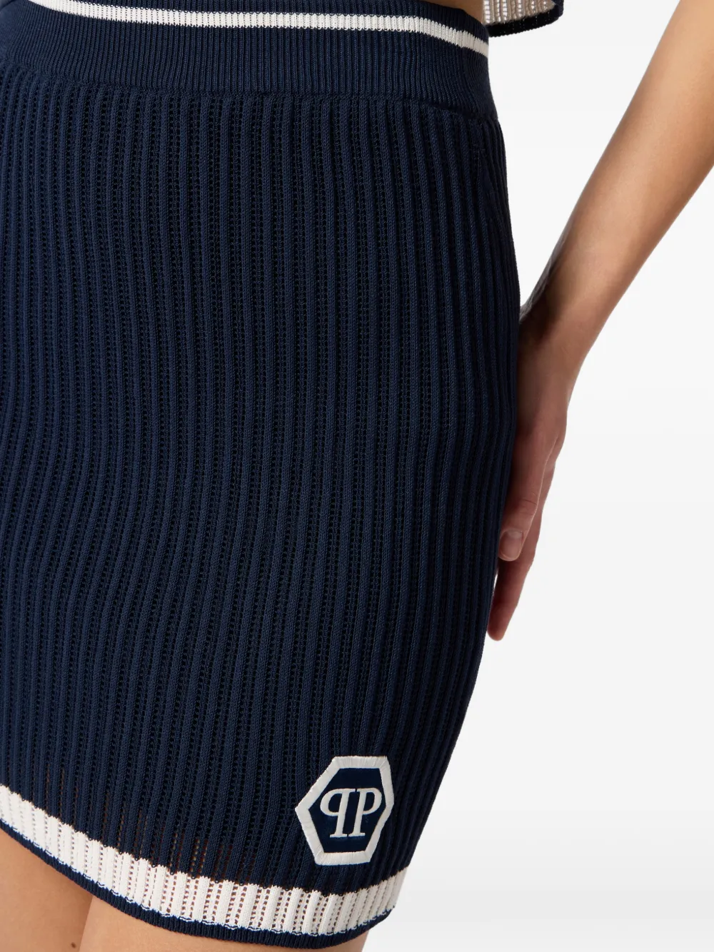 Philipp Plein Mini-rok met logodetail Blauw