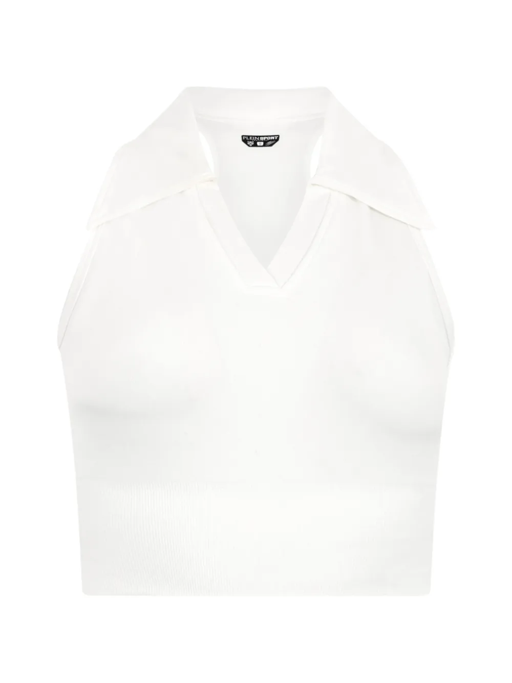 Plein Sport Cropped-Top mit Polokragen - Weiß