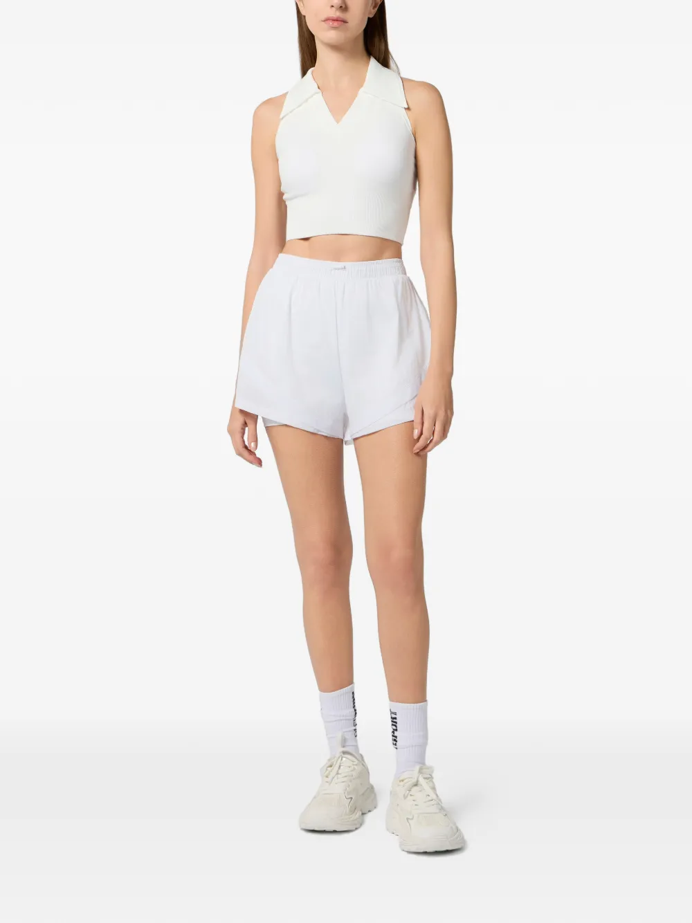 Plein Sport Cropped top met polokraag Wit