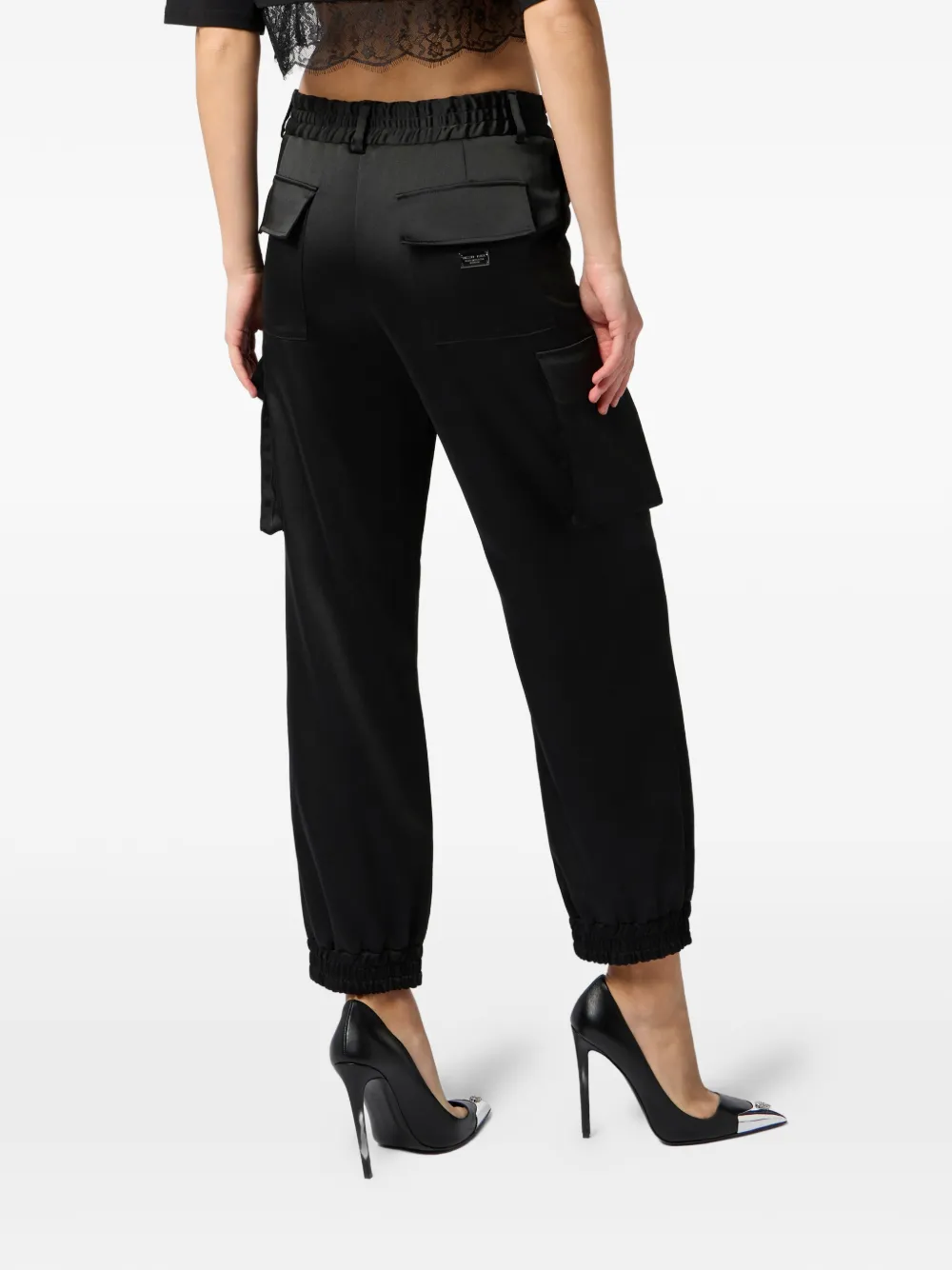  Philipp Plein Satin Drawstring-waist Trousers - Black 