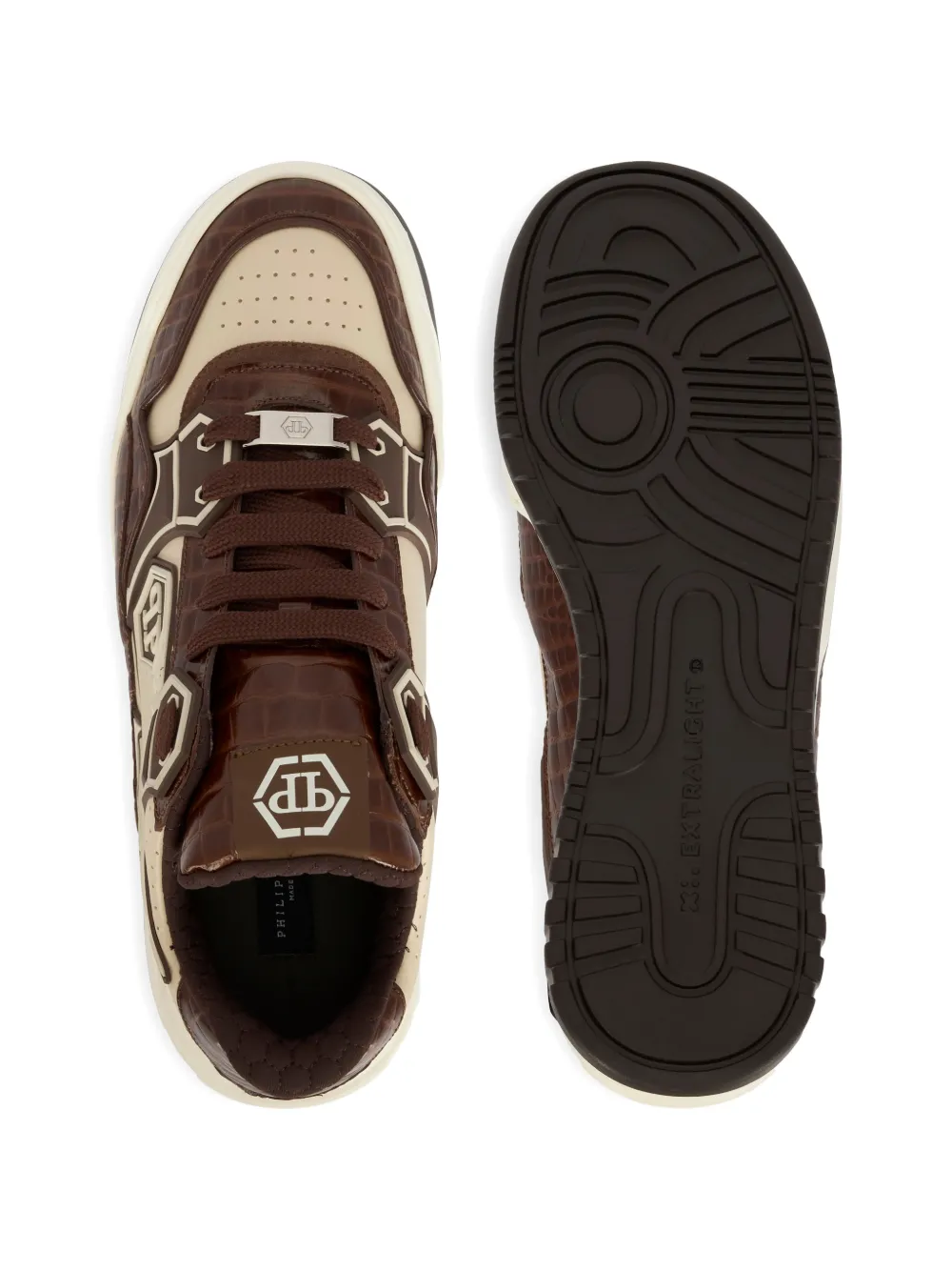 Philipp Plein Sneakers met reliëf Bruin