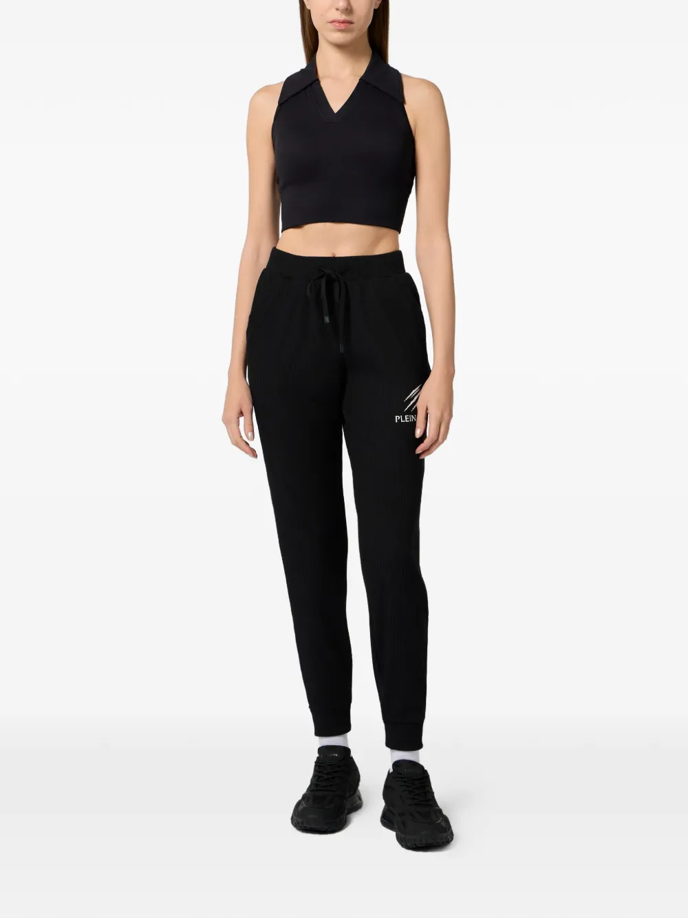 Plein Sport Cropped top met puntige kraag Zwart