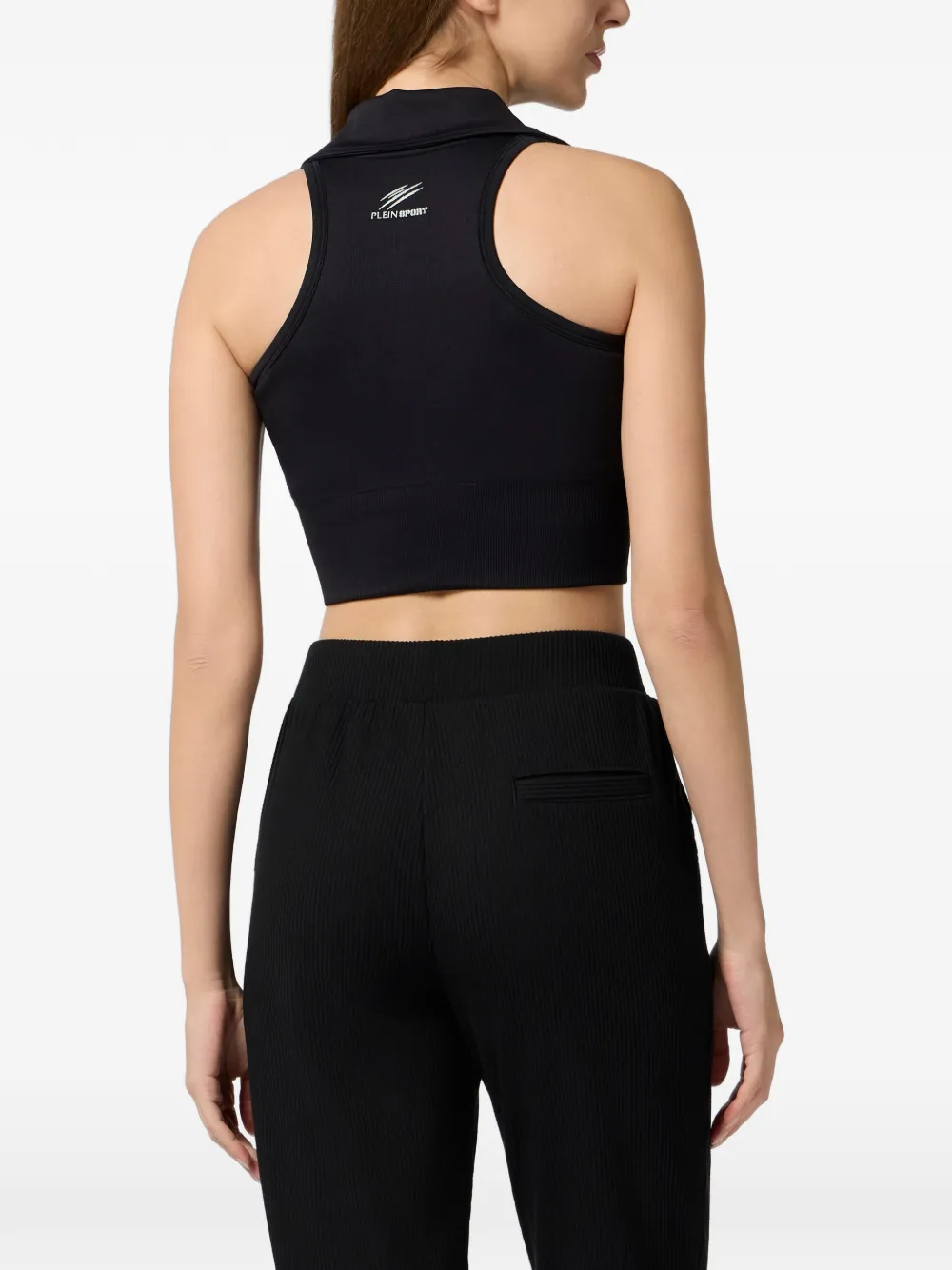 Plein Sport Cropped top met puntige kraag Zwart