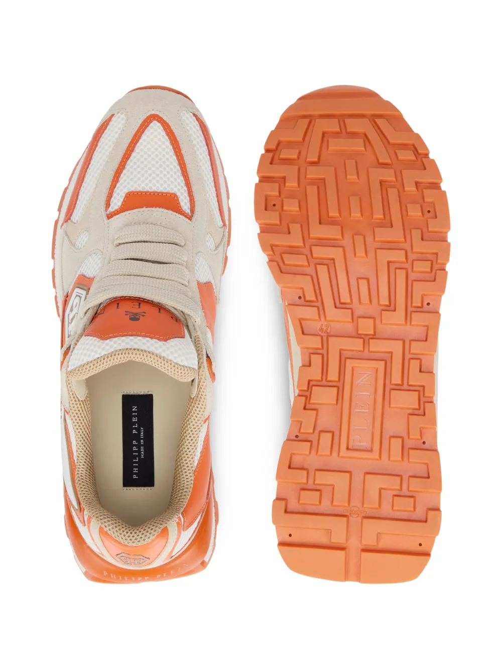 Philipp Plein Titan Edge sneakers met veters Beige