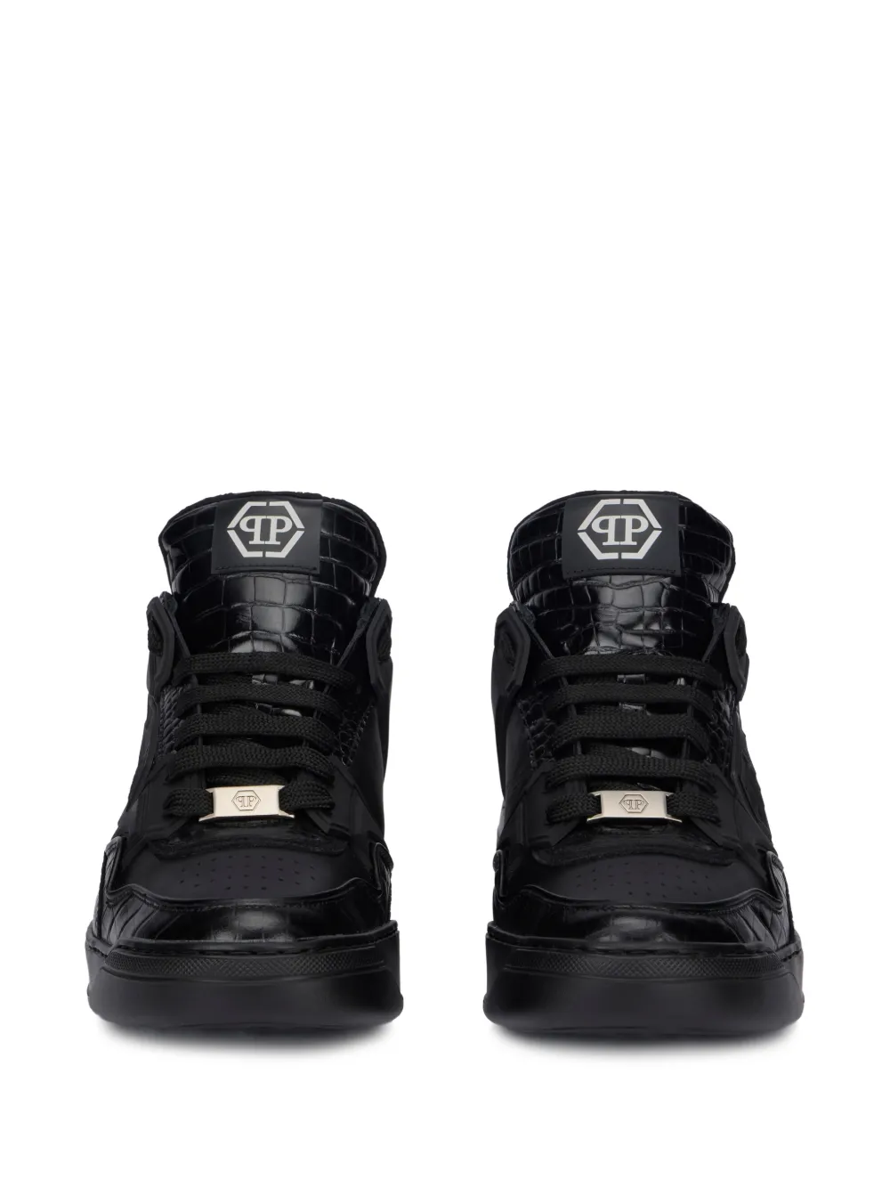 Philipp Plein Sneakers met krokodillen-reliëf Zwart