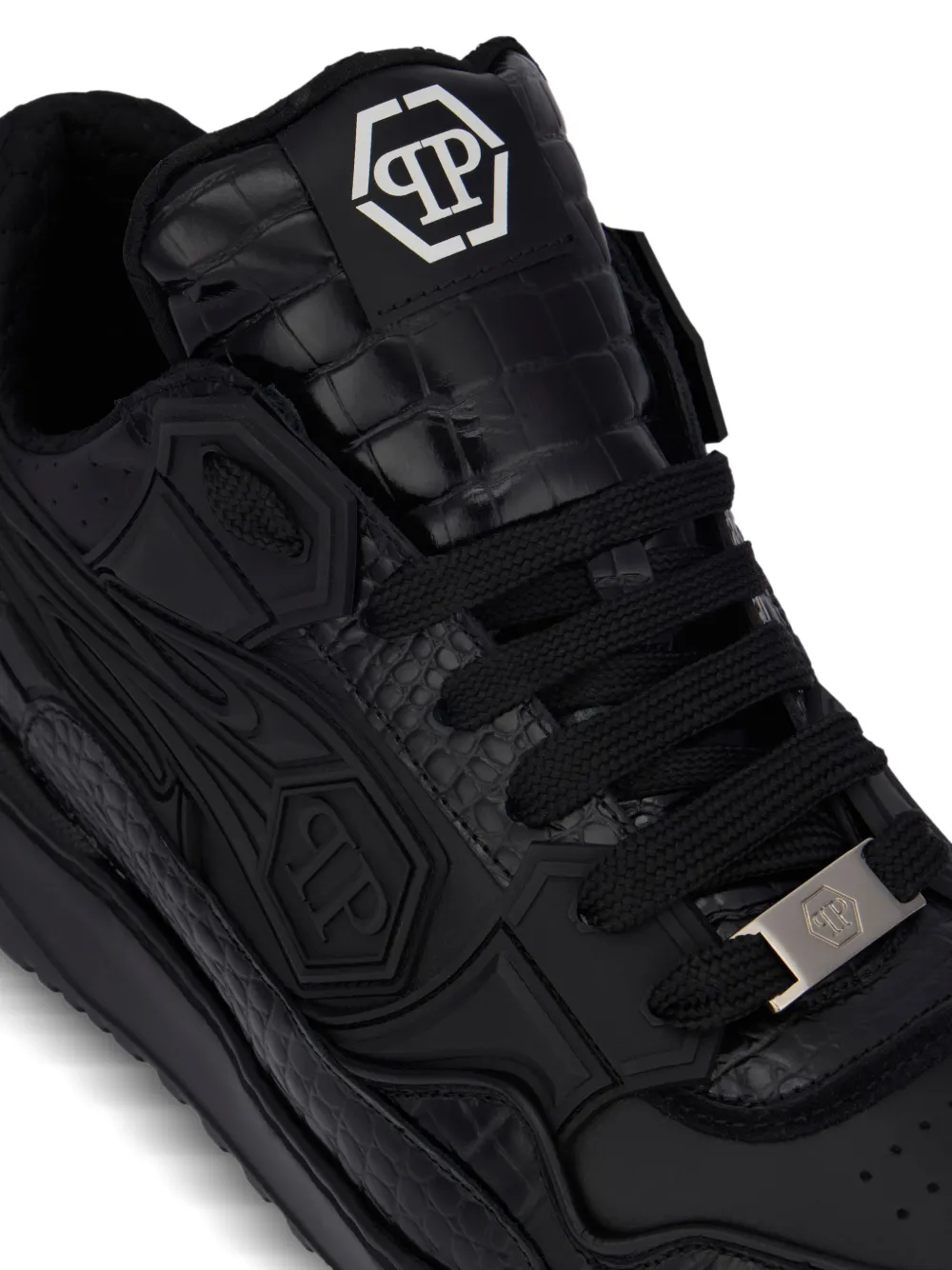 Philipp Plein Sneakers met krokodillen-reliëf Zwart