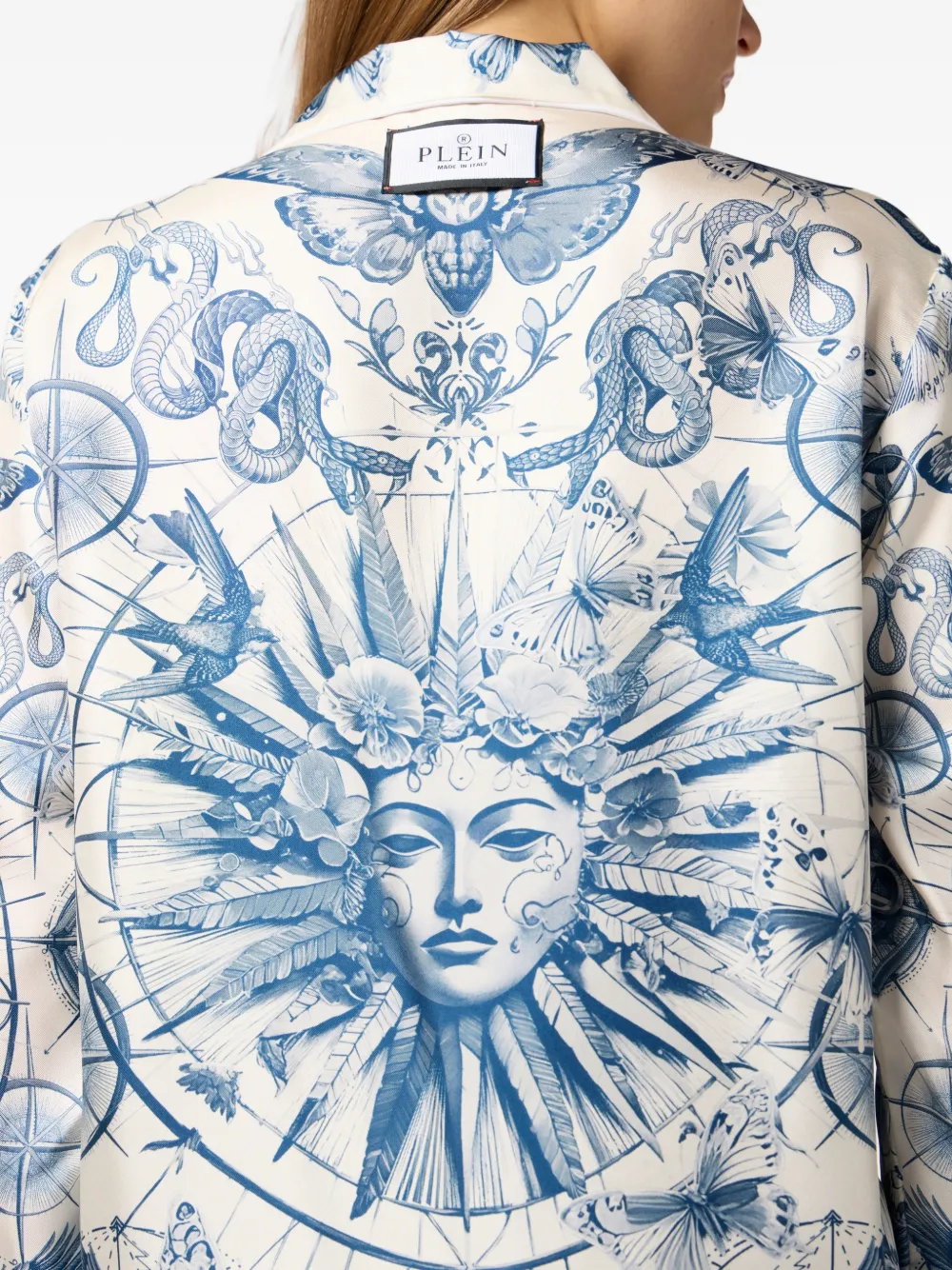 Philipp Plein Zijden blouse met vlinderprint Beige