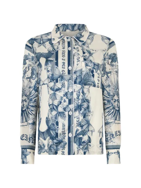 Philipp Plein butterfly tattoo silk shirt