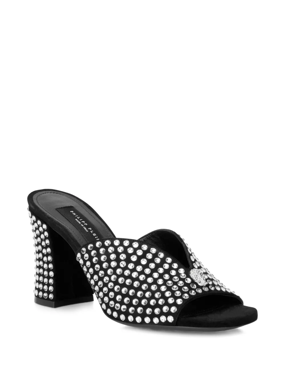 Philipp Plein Suède sandalen met stras Zwart