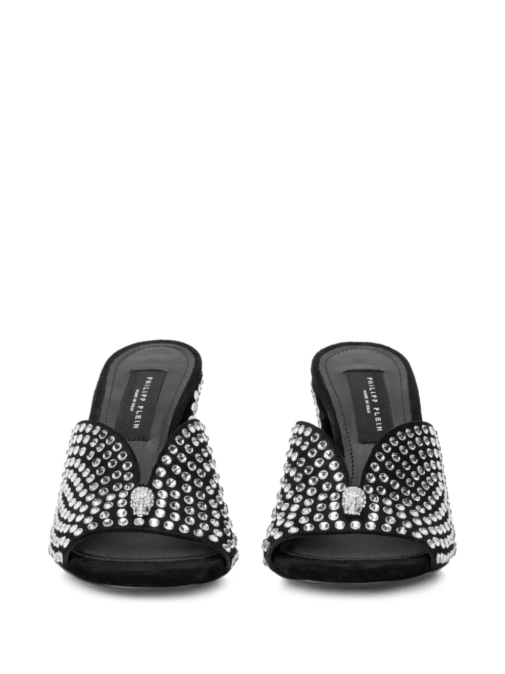 Philipp Plein Suède sandalen met stras Zwart