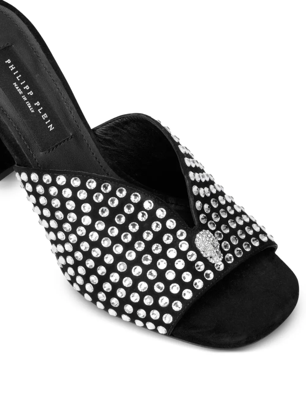 Philipp Plein Suède sandalen met stras Zwart
