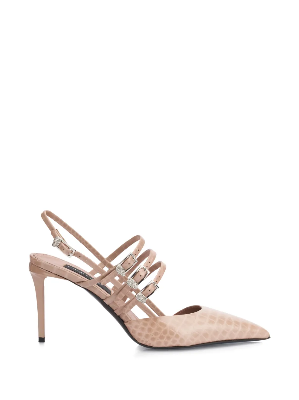Philipp Plein croco-print buckled pumps Beige