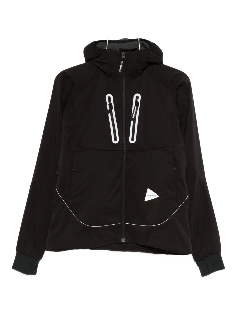 And Wander Hooded Zip-up Jacket In Black