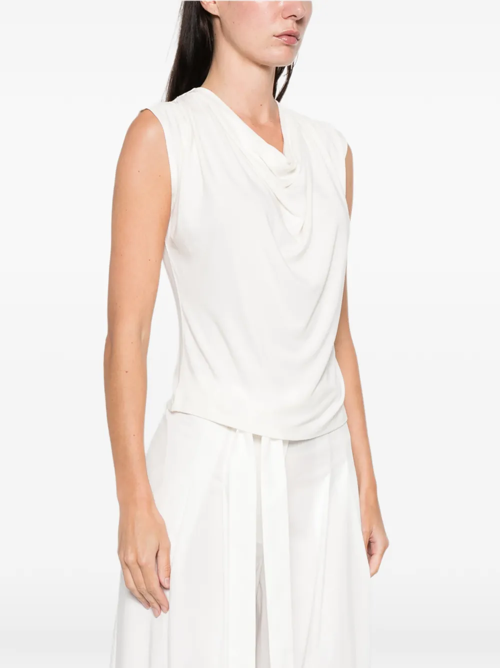 Vince Cowl-neck Sleeveless Top In White
