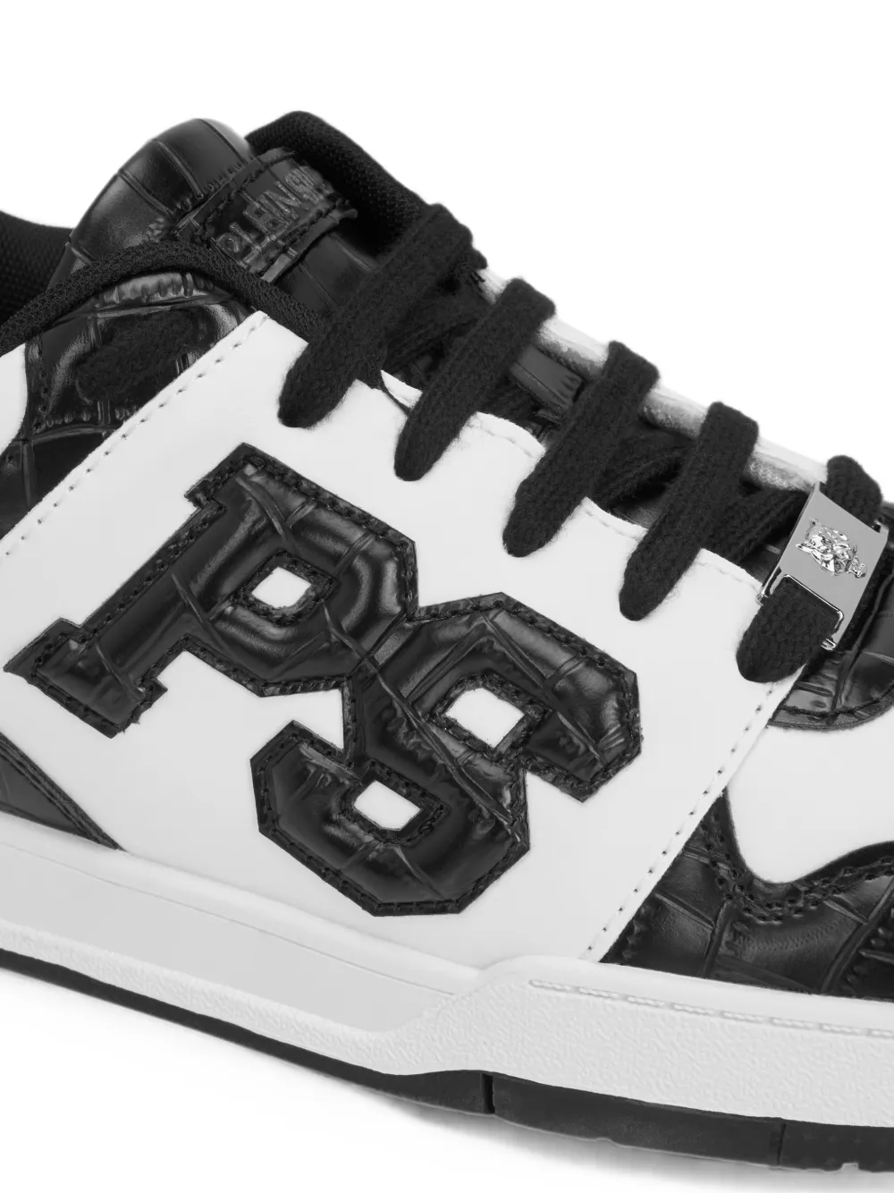 Plein Sport Sneakers met krokodillen-reliëf en geperforeerde neus Wit
