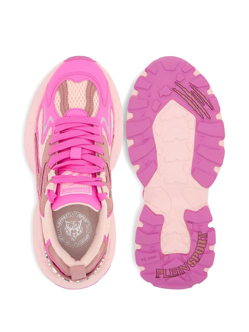 Plein Sport Pulse X sneakers met mesh en tekst Roze