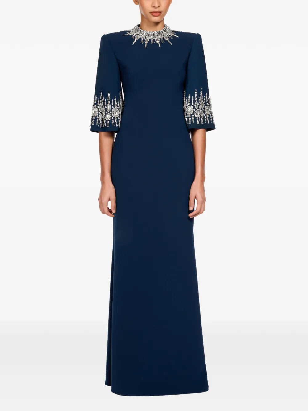 Jenny Packham embellished collar maxi dress - Blauw