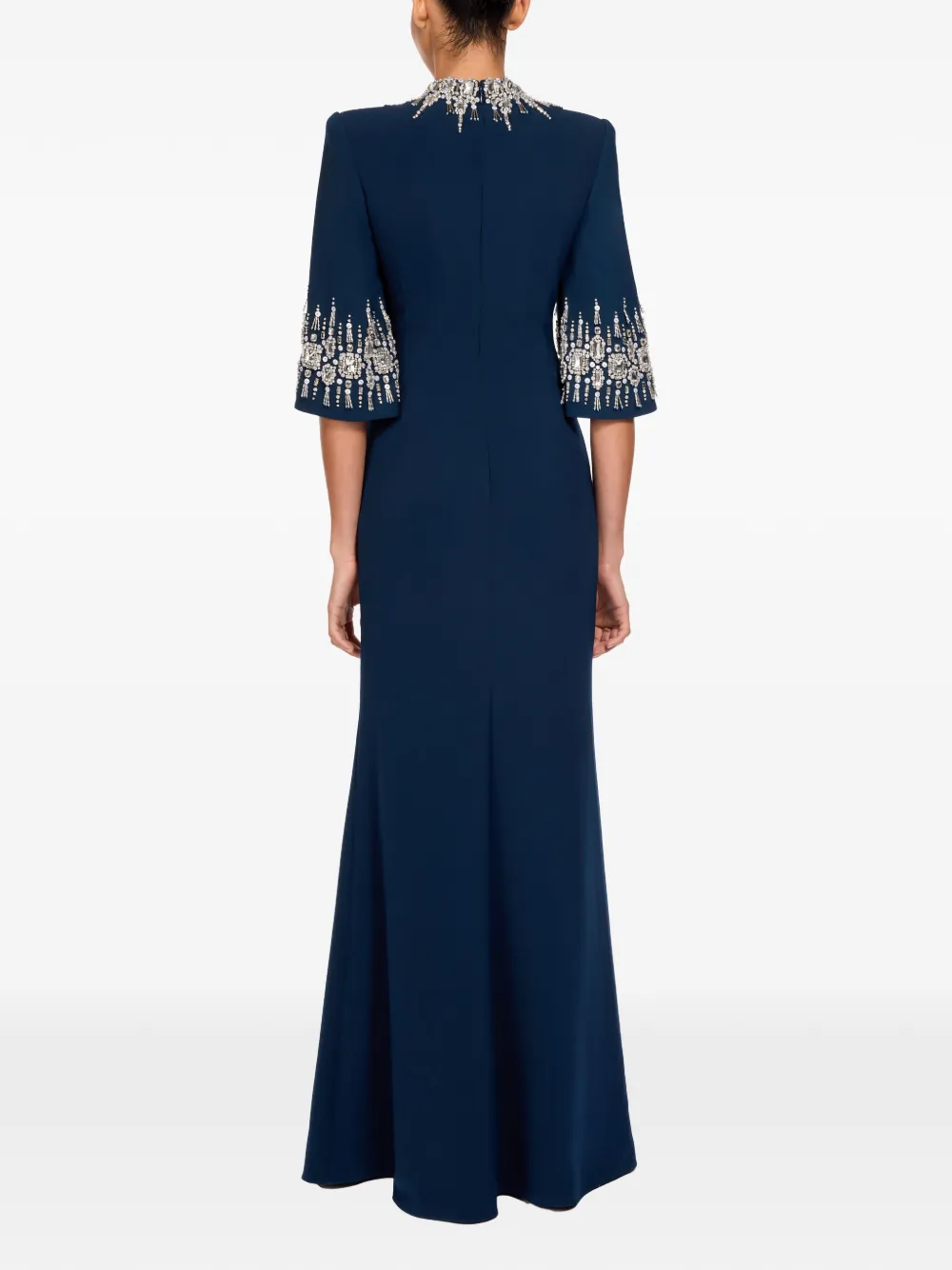 Jenny Packham Maxi-jurk met verfraaide kraag Blauw