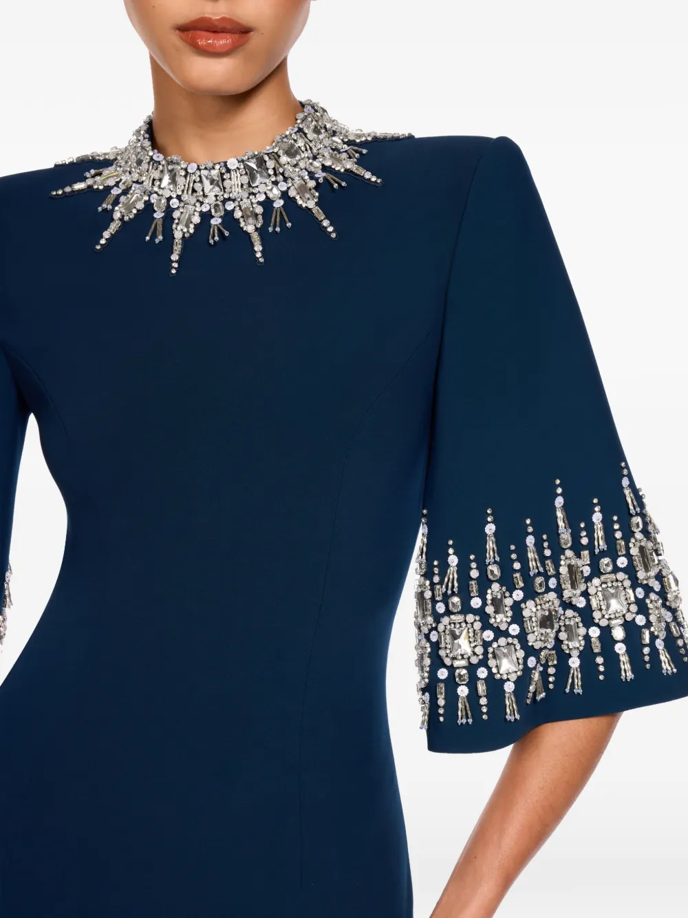 Jenny Packham Maxi-jurk met verfraaide kraag Blauw