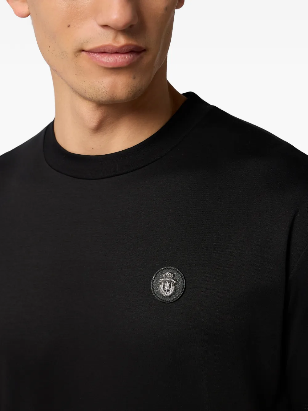 Billionaire T-shirt met logopatch en ronde hals Zwart