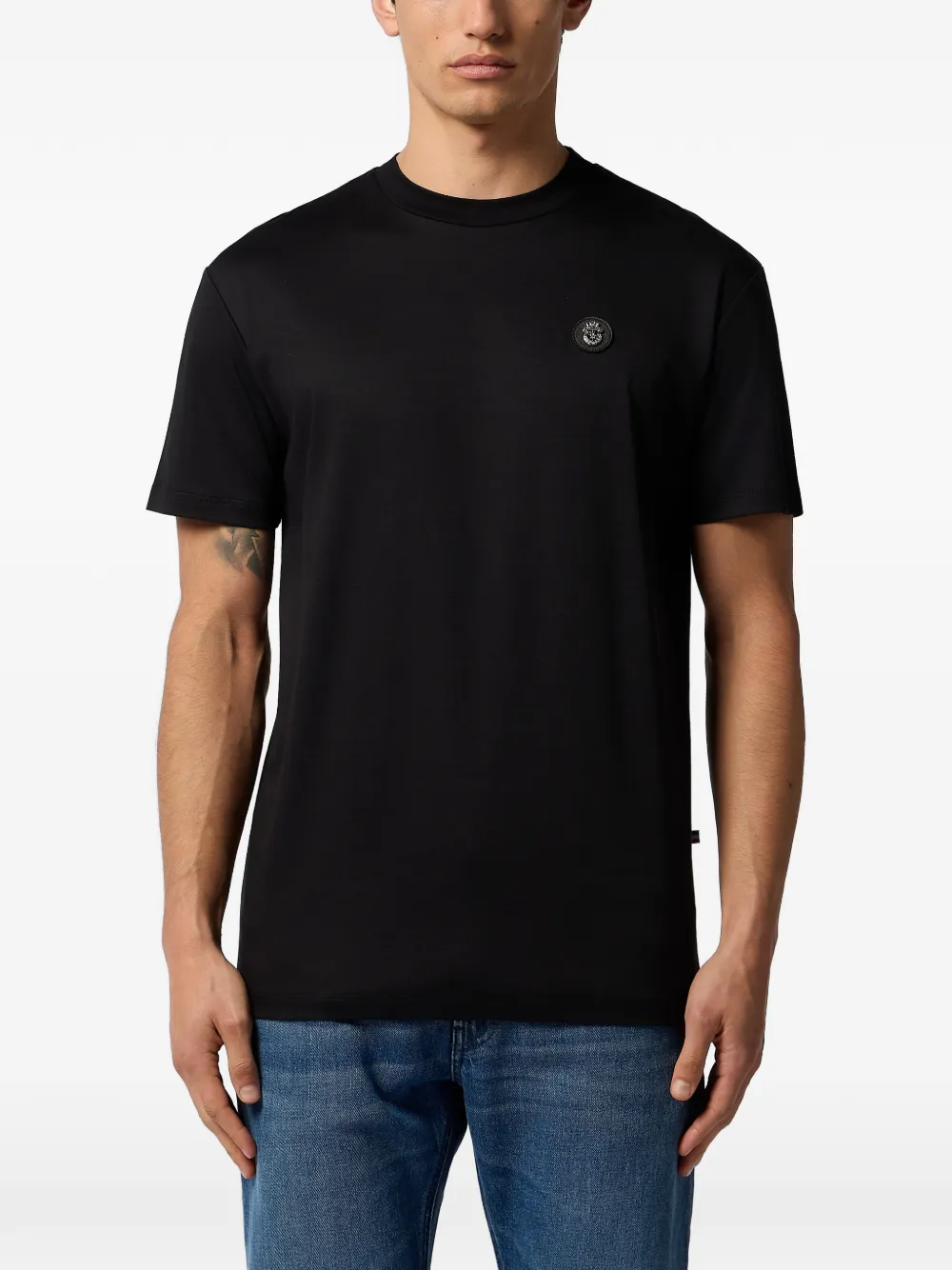 Billionaire T-shirt met logopatch en ronde hals Zwart