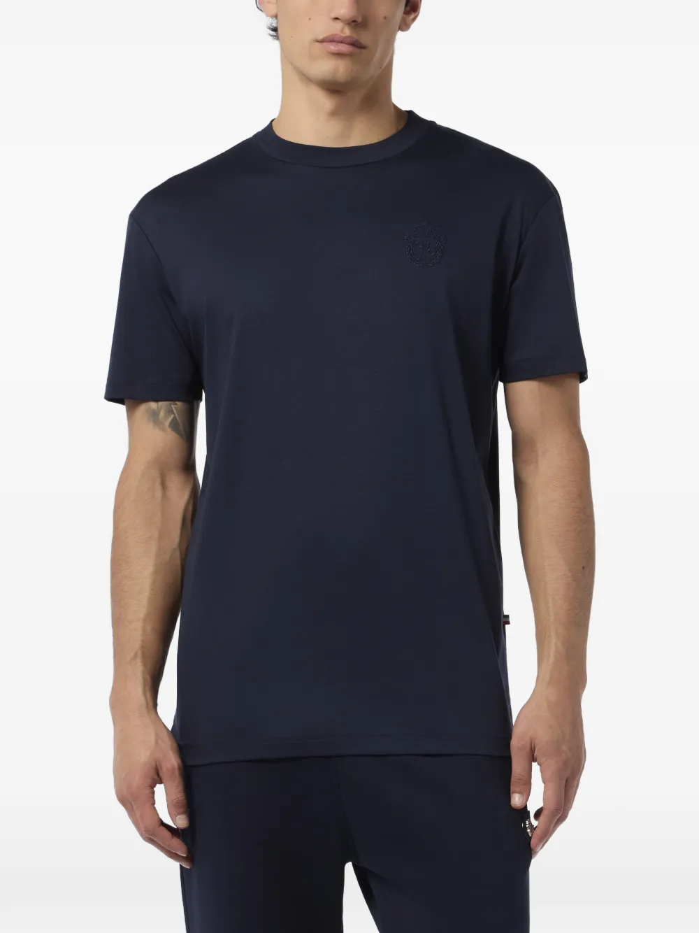 Billionaire T-shirt met geborduurd logo en ronde hals Blauw