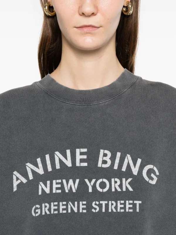 ANINE BING logo-print Sweater | Grey | FARFETCH