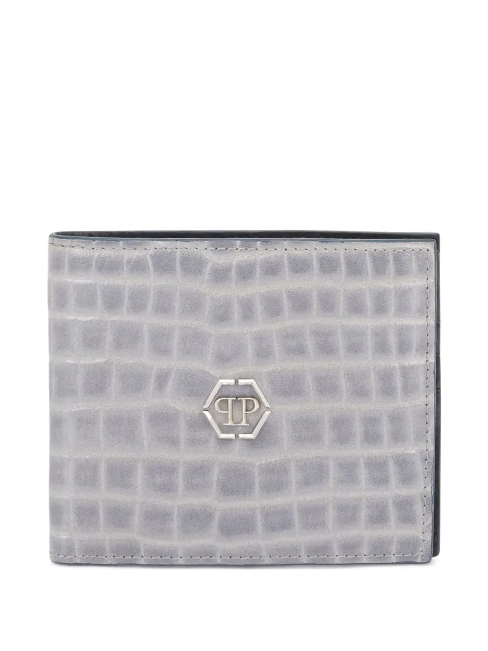 Philipp Plein logo-detail leather wallet - Grigio