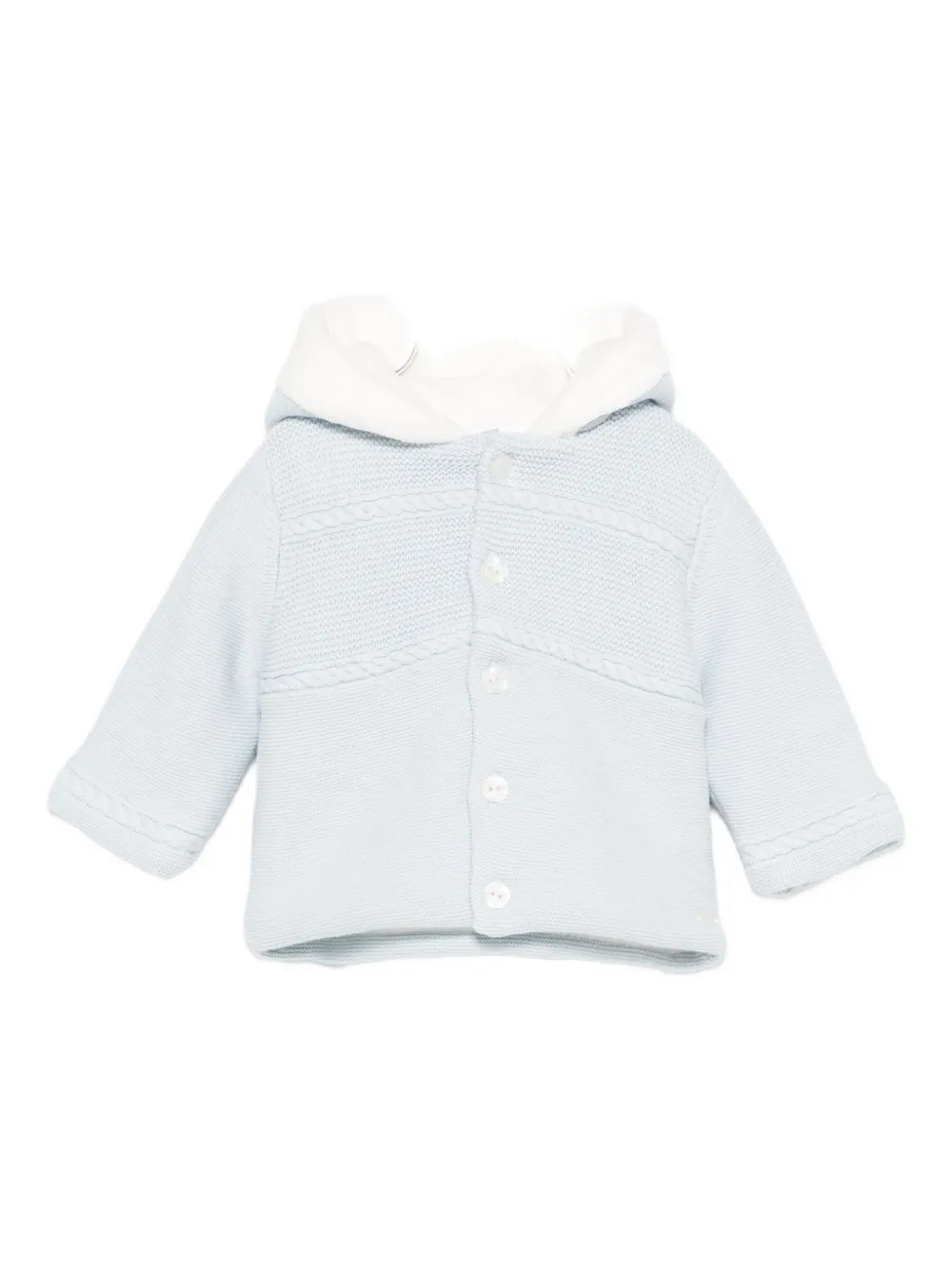 Tartine Et Chocolat hooded cable knit coat - Blu