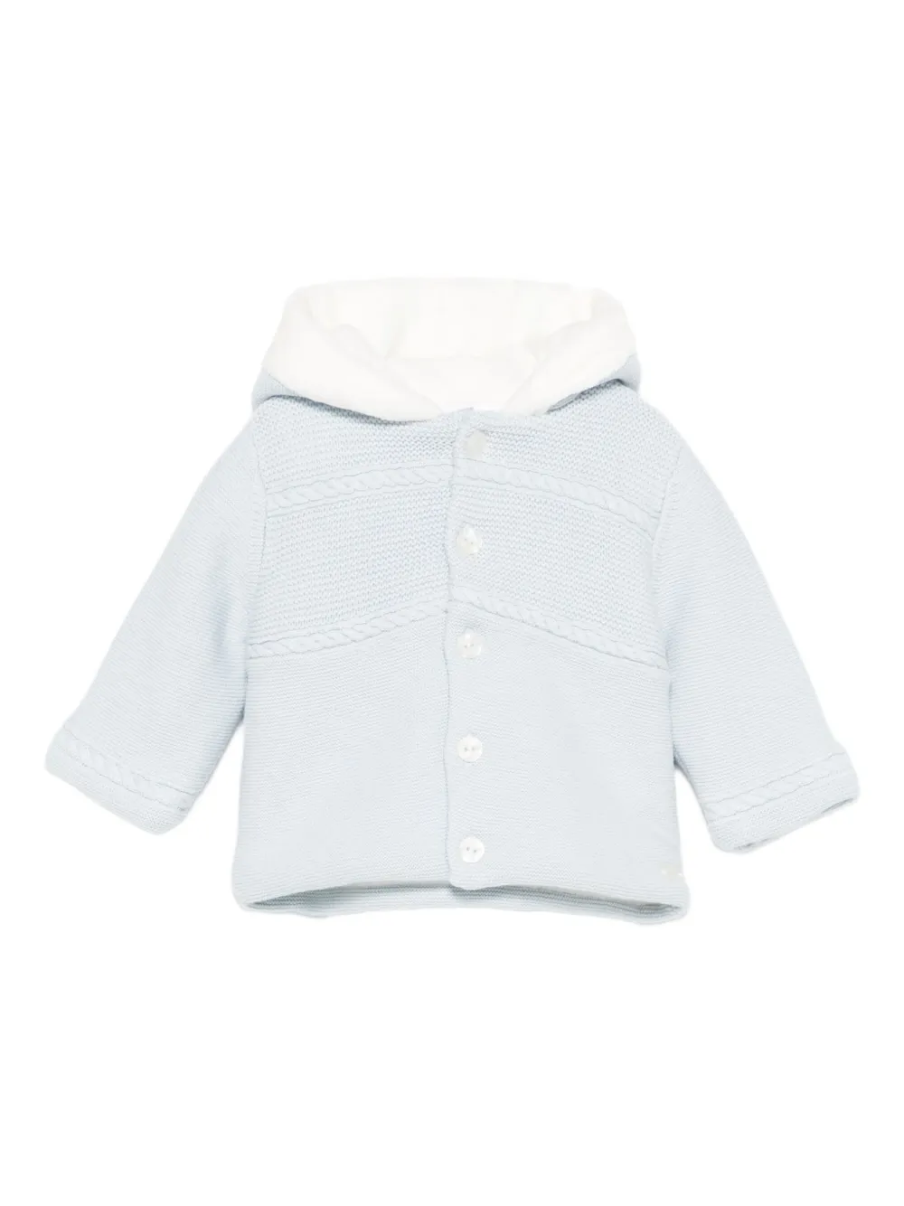 Tartine Et Chocolat hooded cable knit coat - Blu