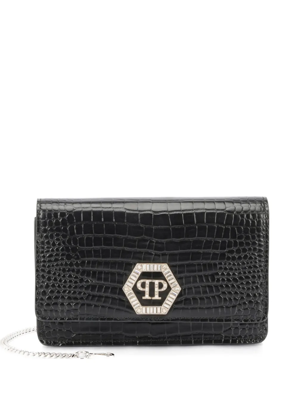 Philipp Plein logo-detail chain-strap clutch bag - Nero