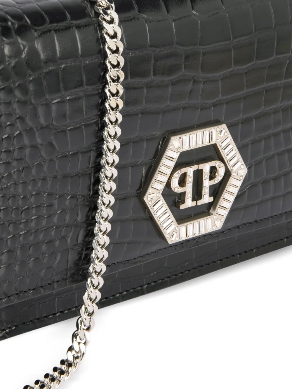 Philipp Plein Clutch met kettingband en logodetail Zwart