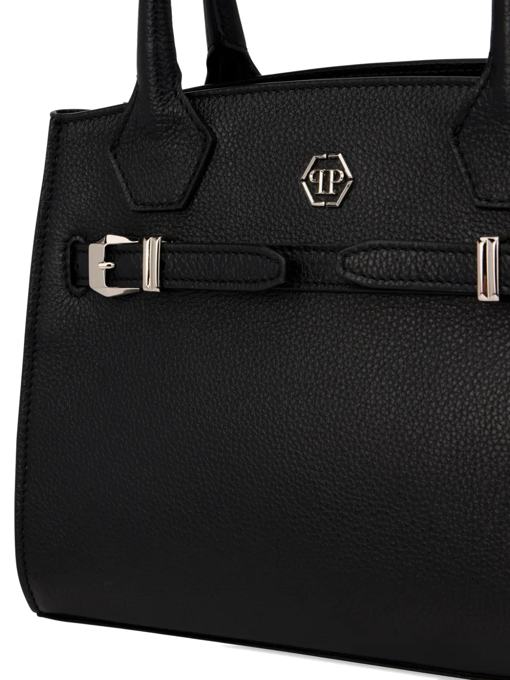 Philipp Plein Kleine leren shopper met handgreep Zwart