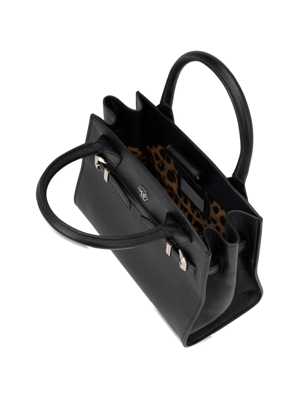 Philipp Plein Kleine leren shopper met handgreep Zwart