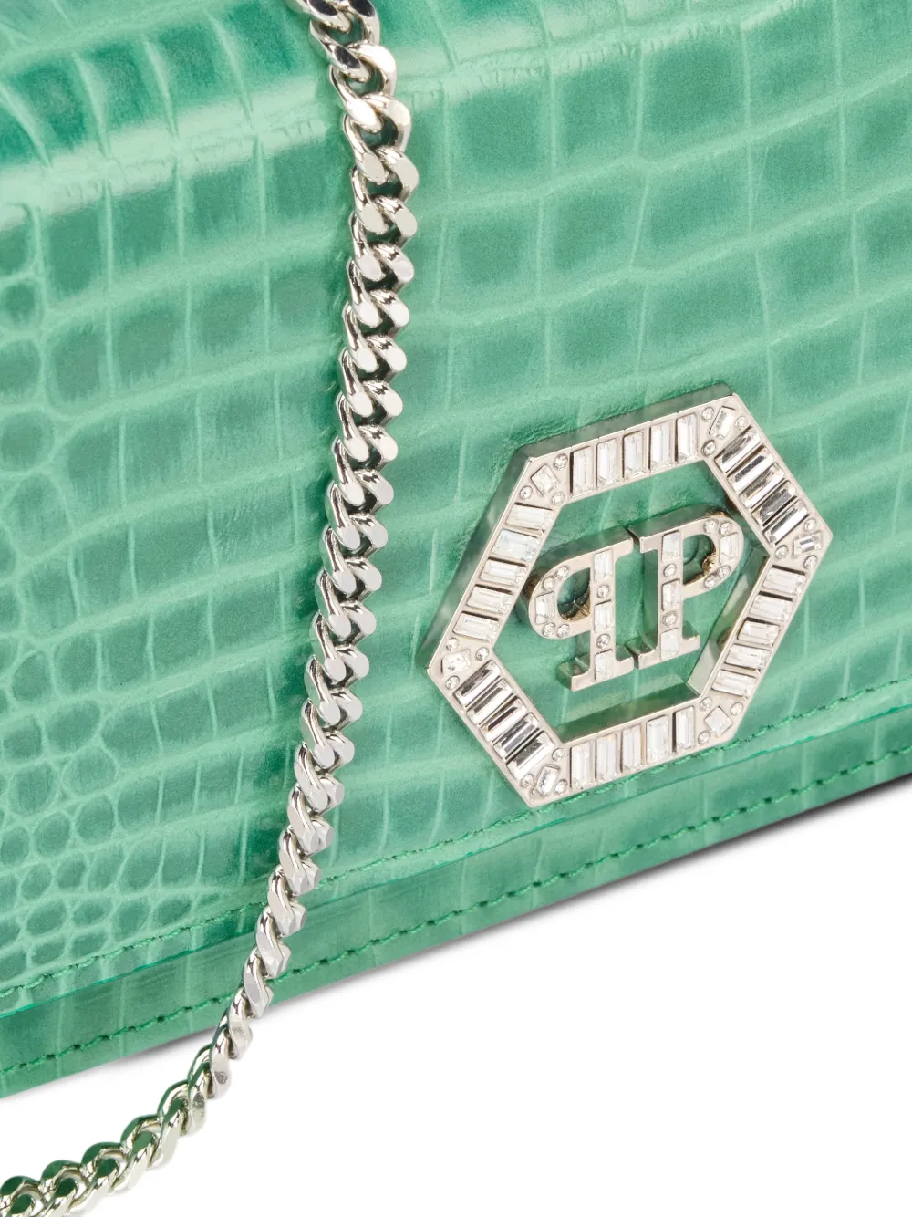  Philipp Plein Hexagon-logo Chain-strap Clutch Bag - Green 