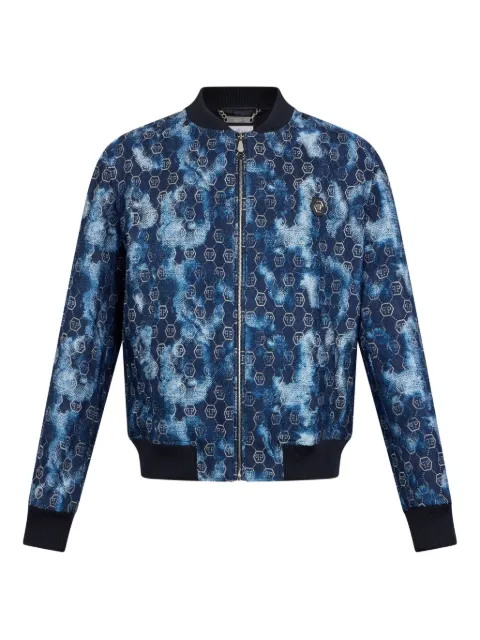 Philipp Plein monogram-jacquard bomber jacket