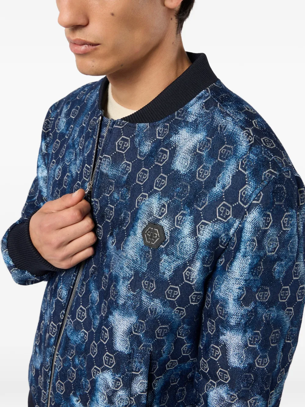 Philipp Plein Bomberjack met monogram Blauw