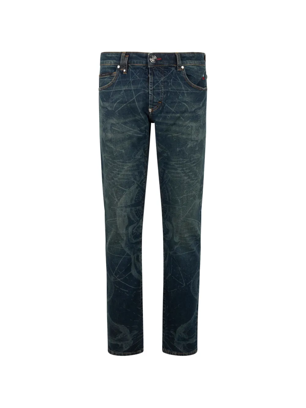 Philipp Plein Jeans dritti con stampa - Blu