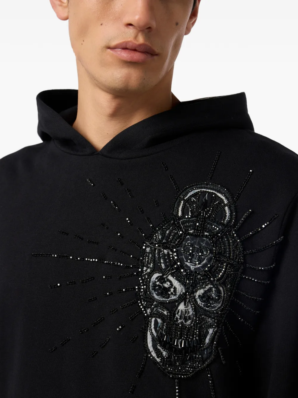 Philipp Plein Hoodie verfraaid met doodskop Zwart