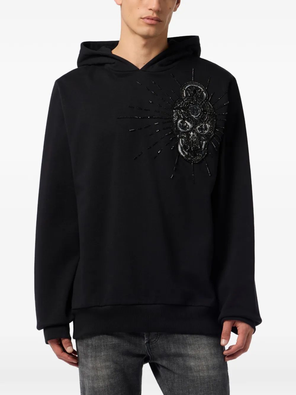 Philipp Plein Hoodie verfraaid met doodskop Zwart