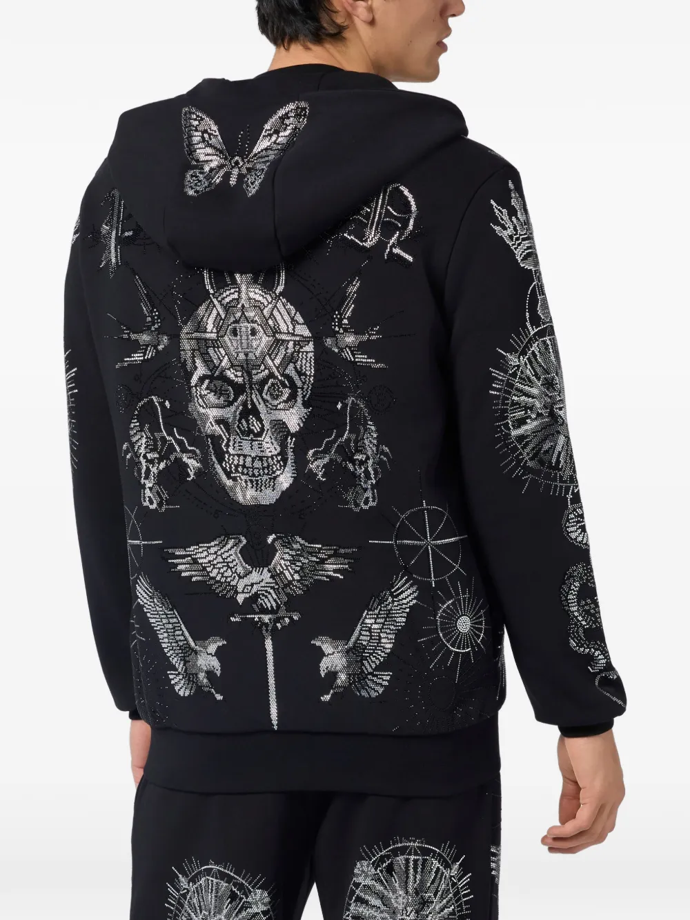 Philipp Plein Hoodie met ritssluiting en lange mouwen Zwart