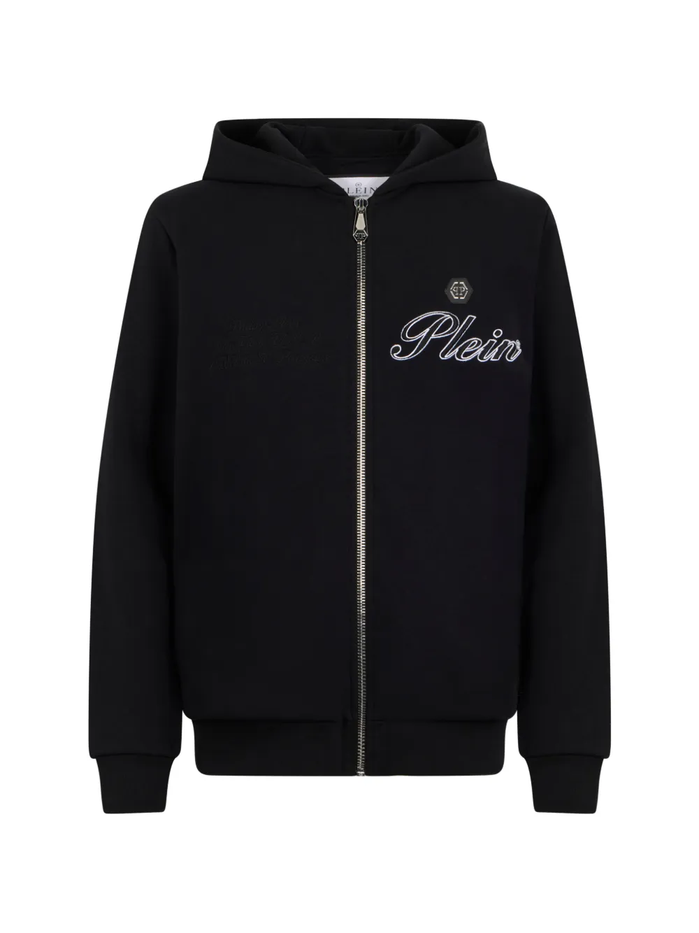 Philipp Plein logo-embroidered zip hoodie - Nero