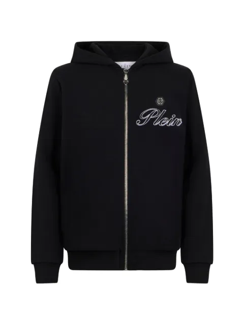 Philipp Plein logo-embroidered zip hoodie