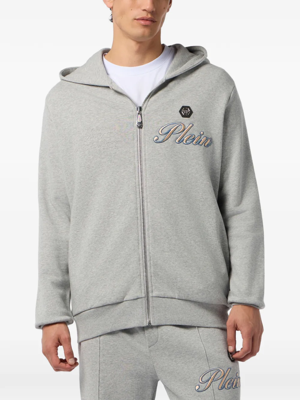 Philipp Plein Hoodie met geborduurd logo Grijs
