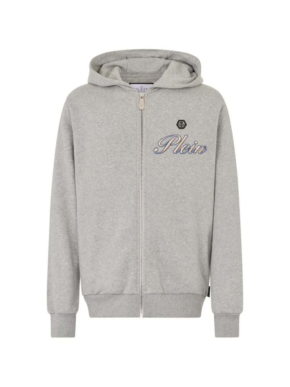 Philipp Plein embroidered-logo zip-up hoodie - Grigio