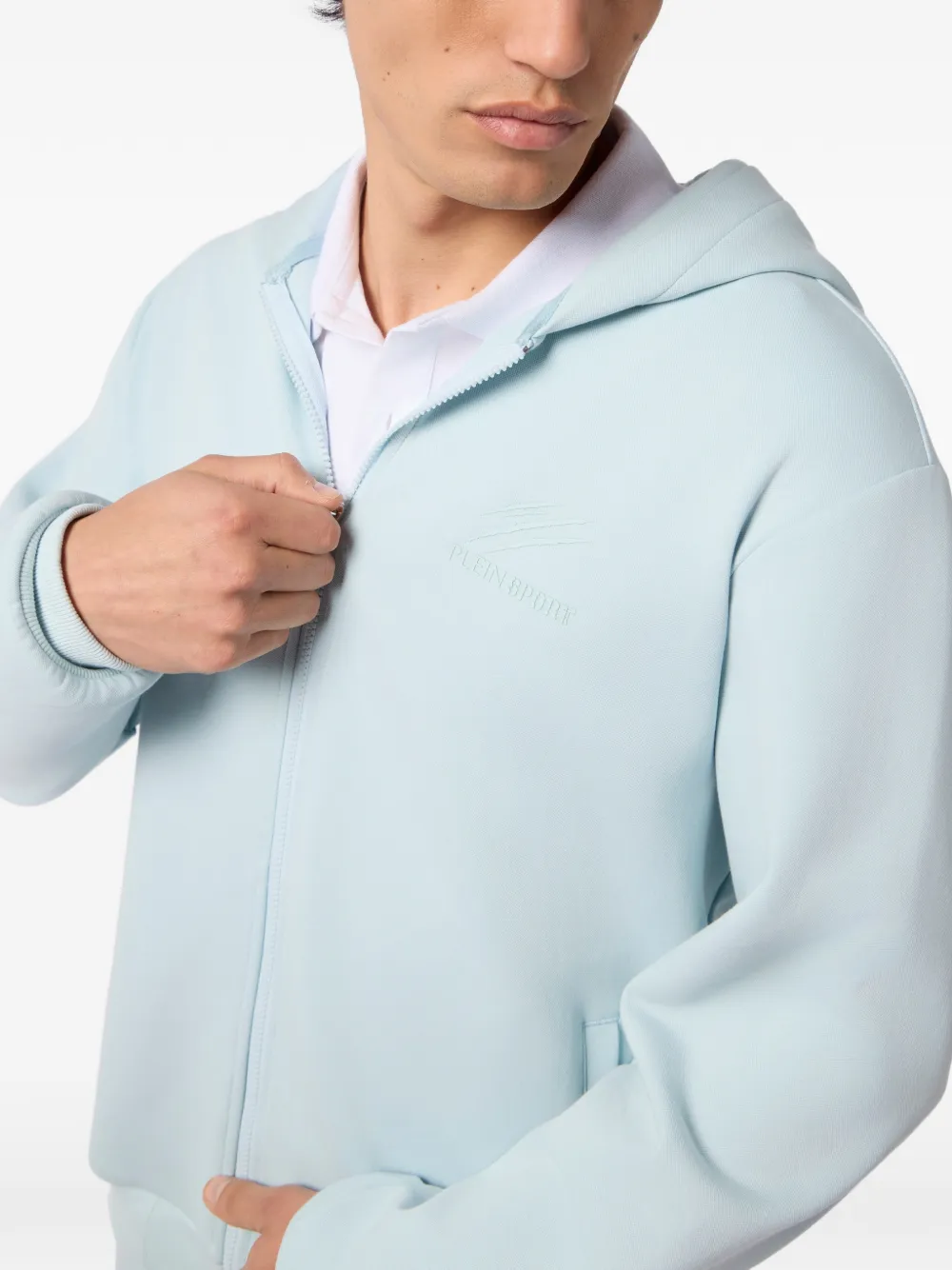 Plein Sport Sweater met ritssluiting en capuchon Blauw