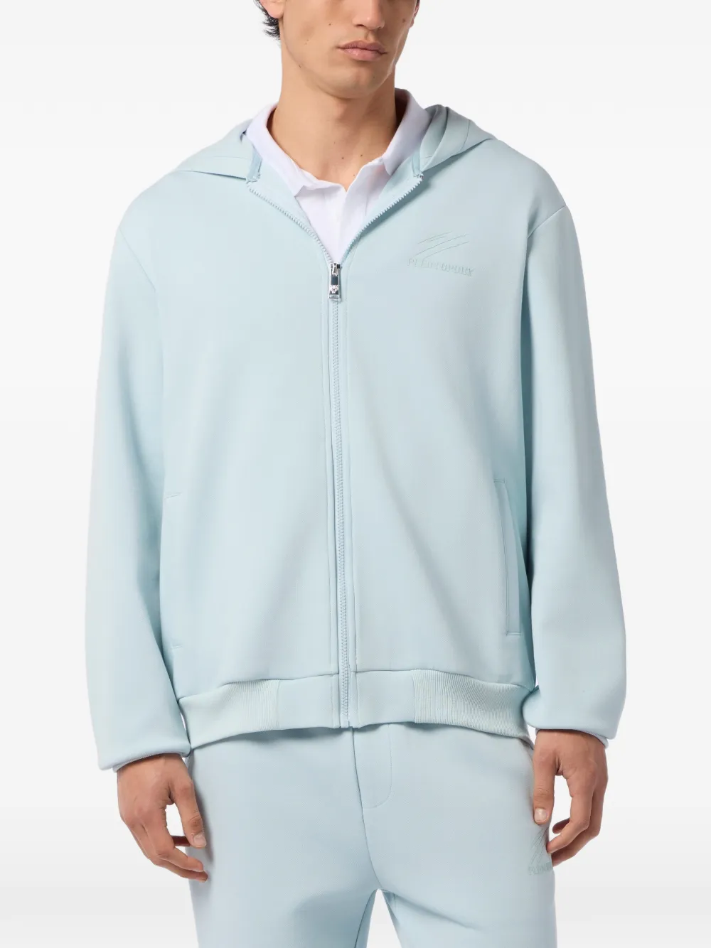 Plein Sport Sweater met ritssluiting en capuchon Blauw